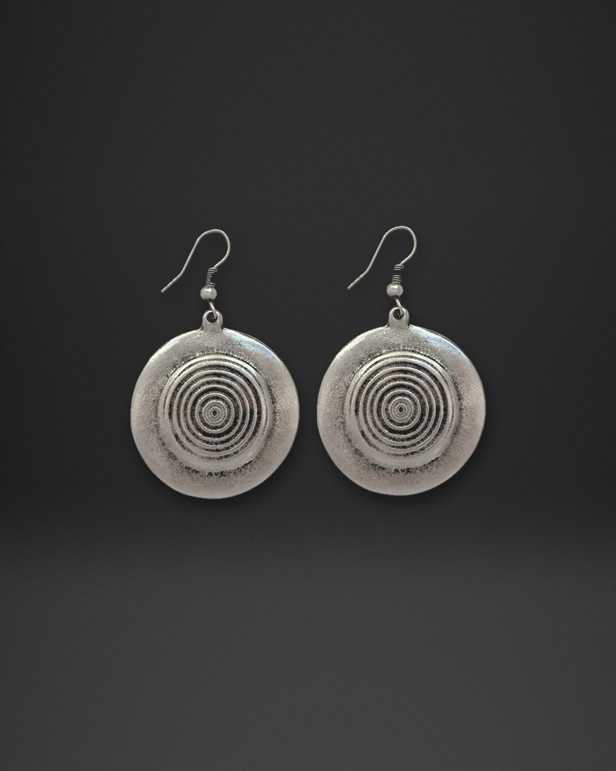 Concentric Ring Shield Earrings