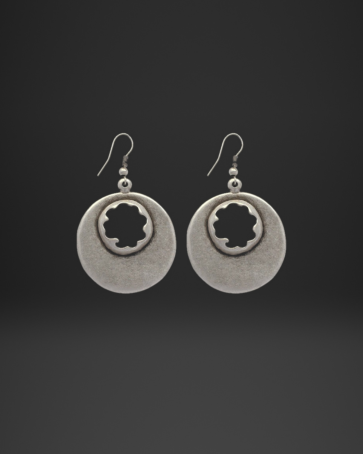 Flower Window Disc Earrings