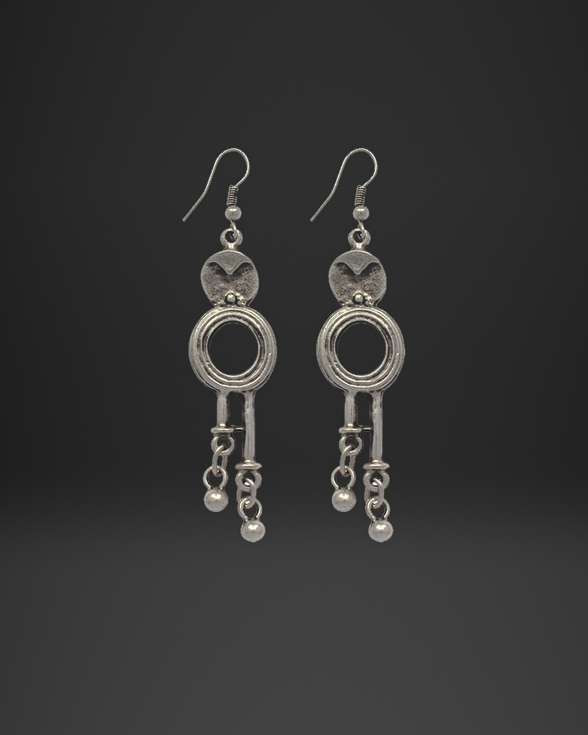 Ring and Chain Ball Drop Earrings