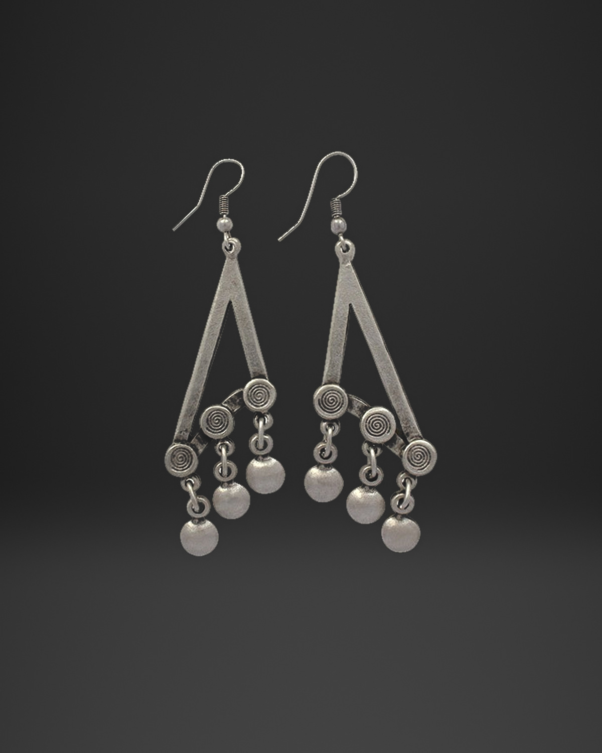 Triangle Frame Spiral Fringe Earrings