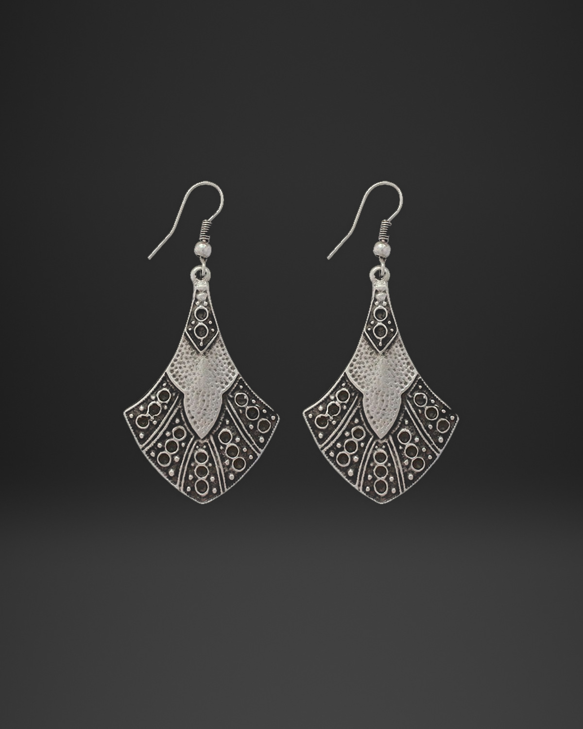 Granulated Fan Drop Earrings
