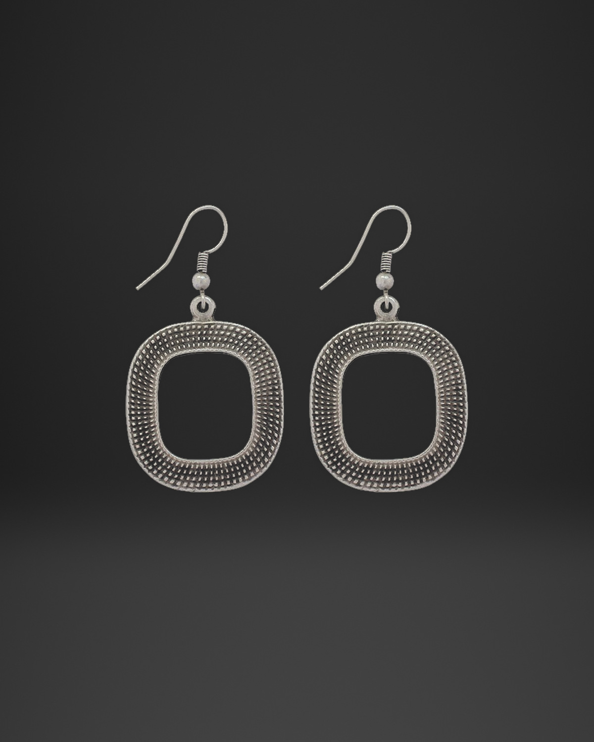 Granulated Rounded Square Hoop Earrings