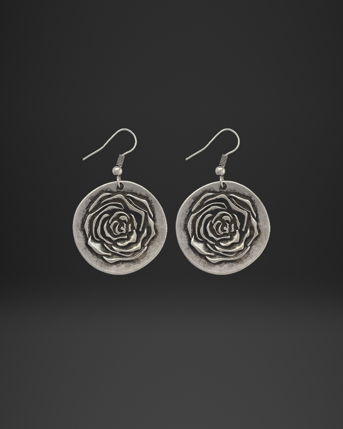 Rose Relief Disc Earrings