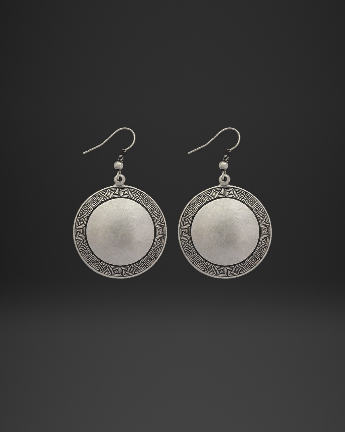 Greek Key Border Dome Earrings