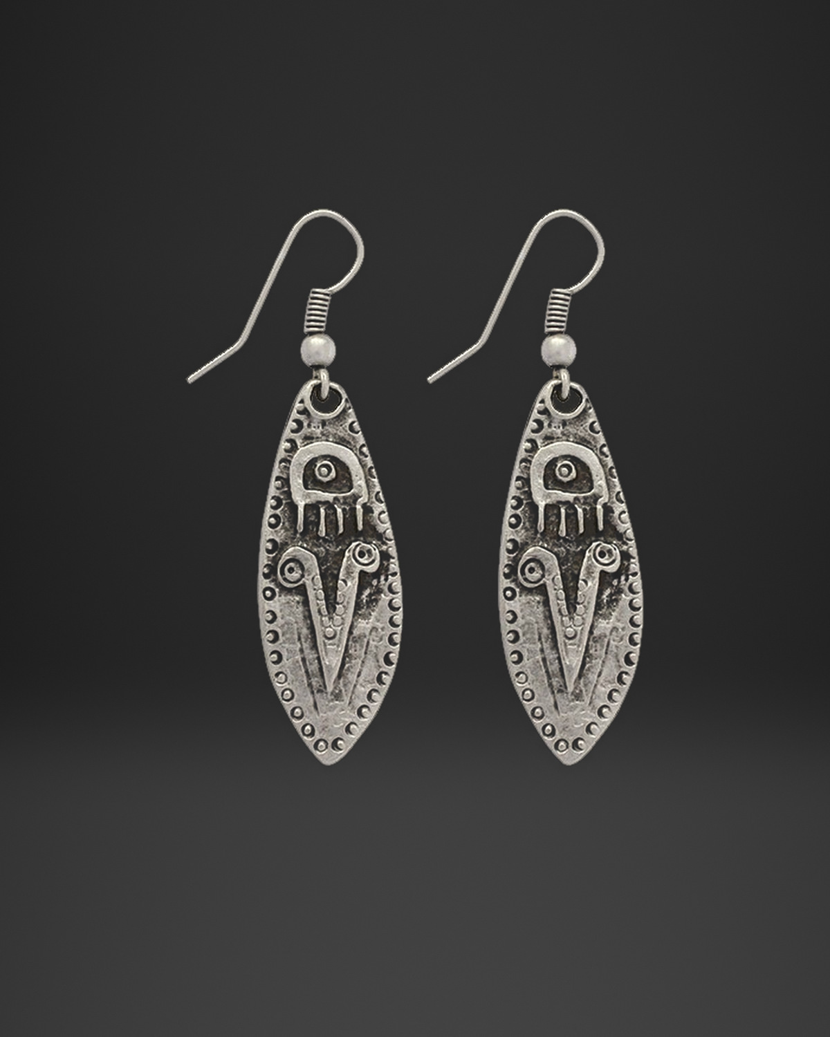 Petroglyph Long Shield Earrings