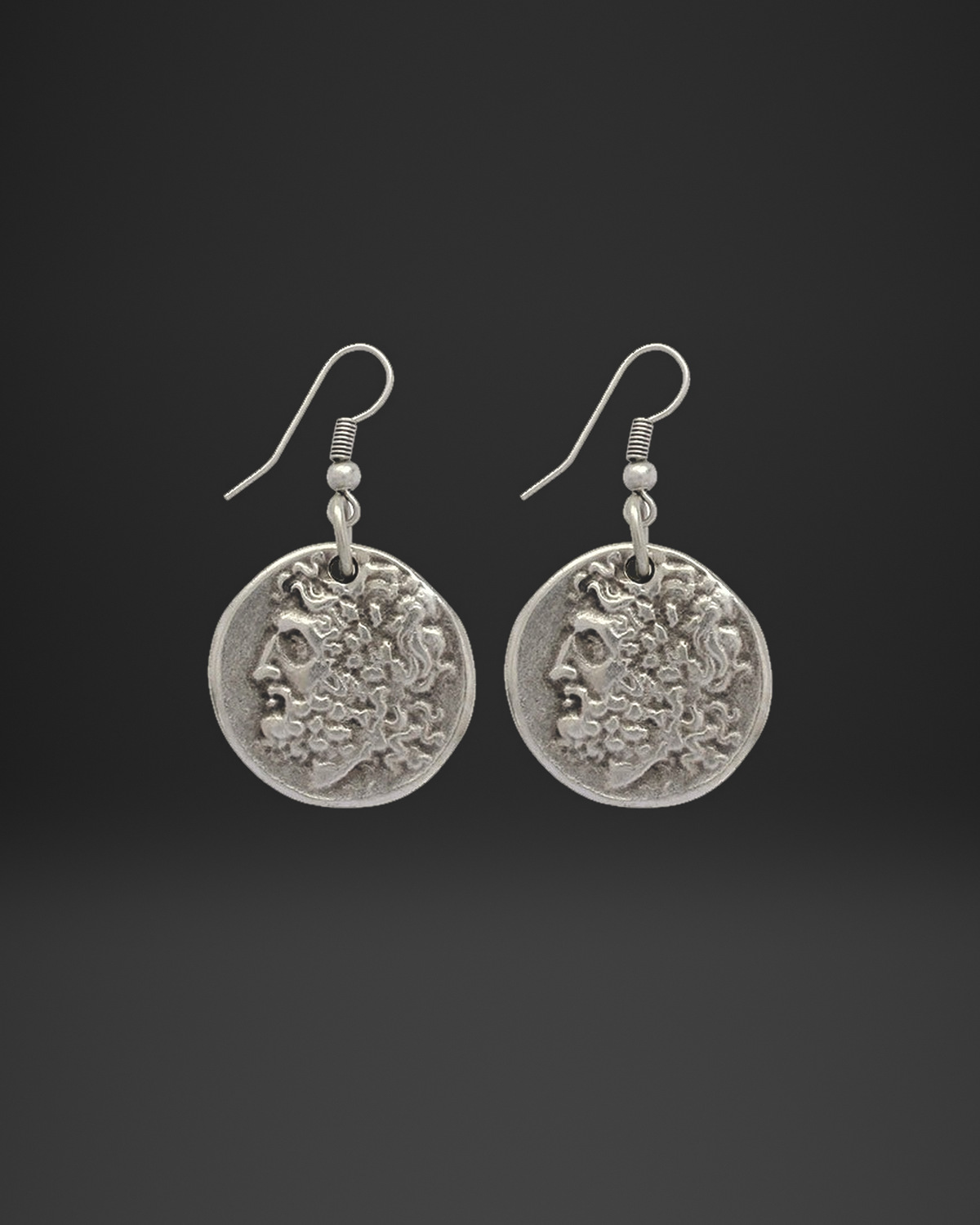Ancient God Profile Coin Earrings