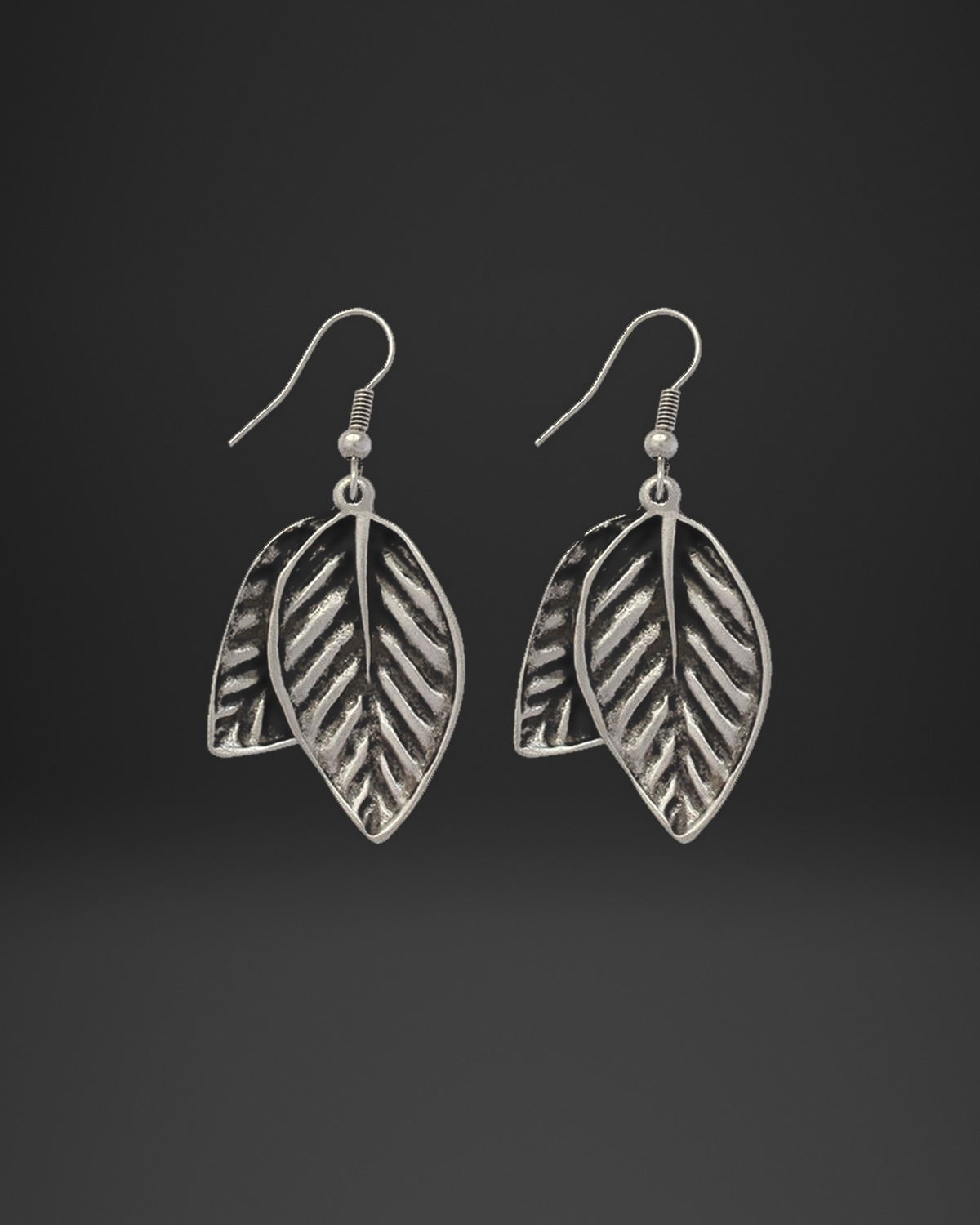 Double Leaf Engraved Earrings
