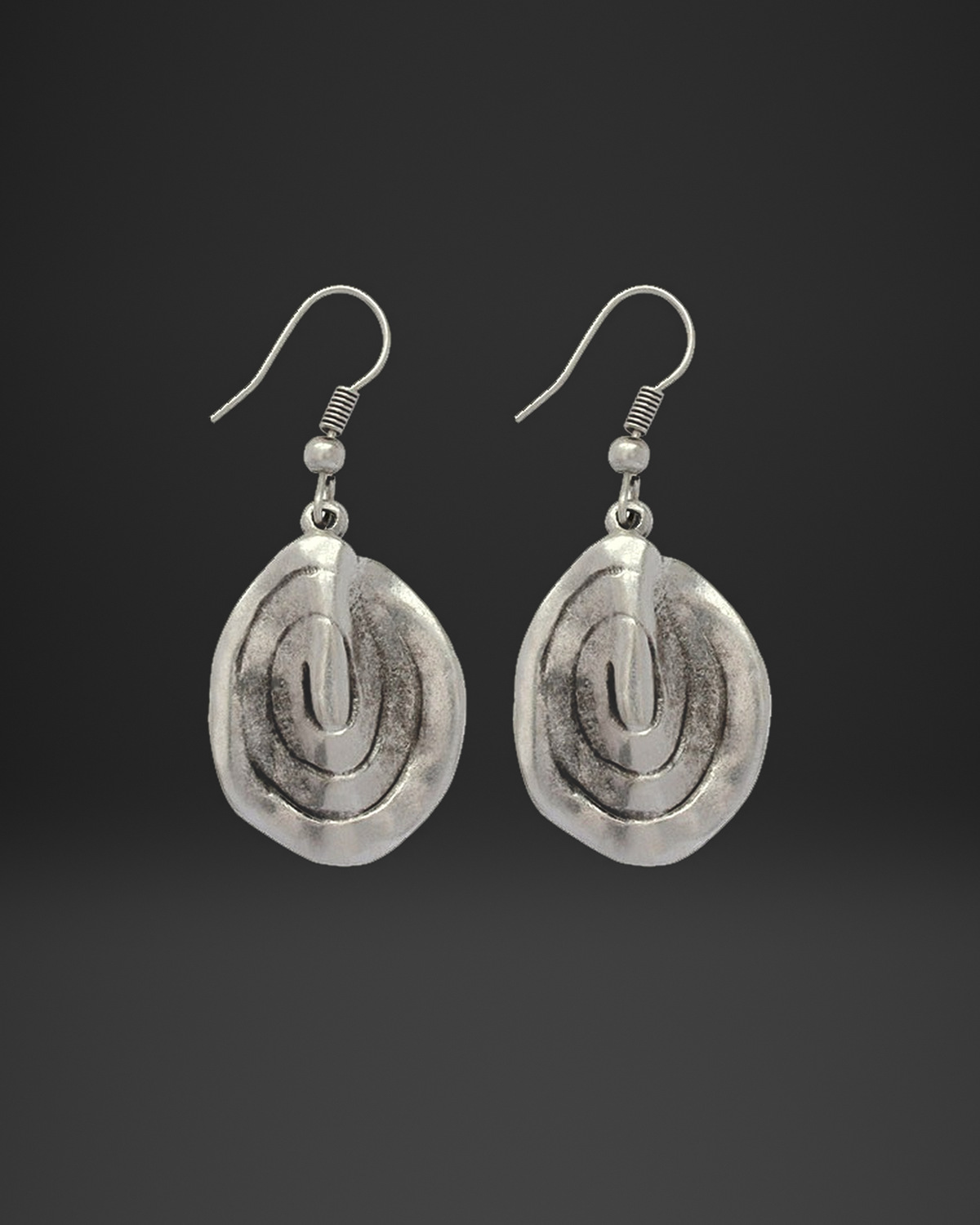 Coiled Spiral Oval Earrings