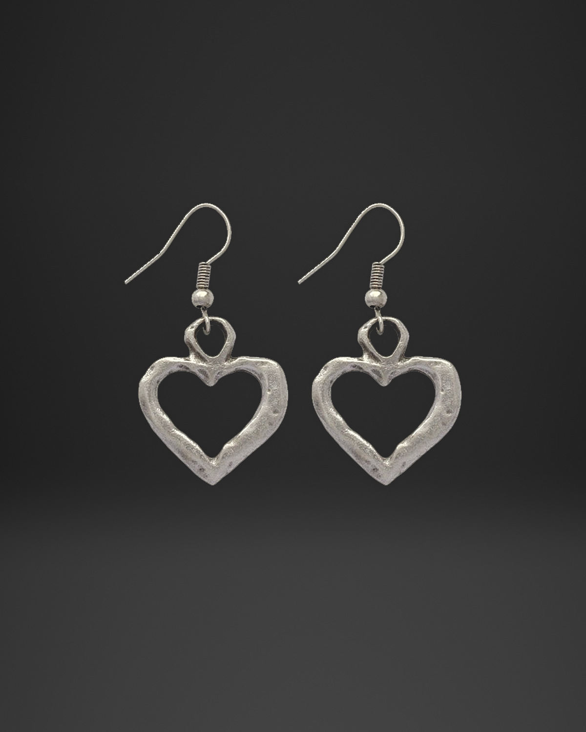 Hammered Open Heart Earrings