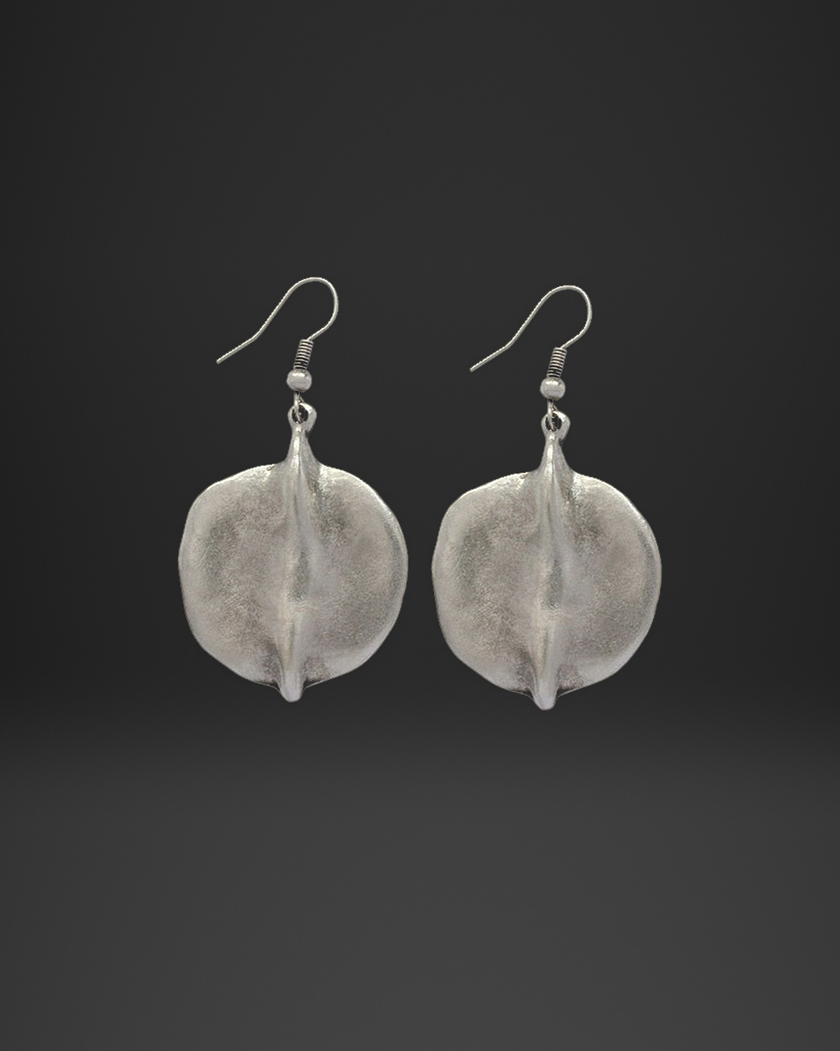Ridged Round Petal Earrings