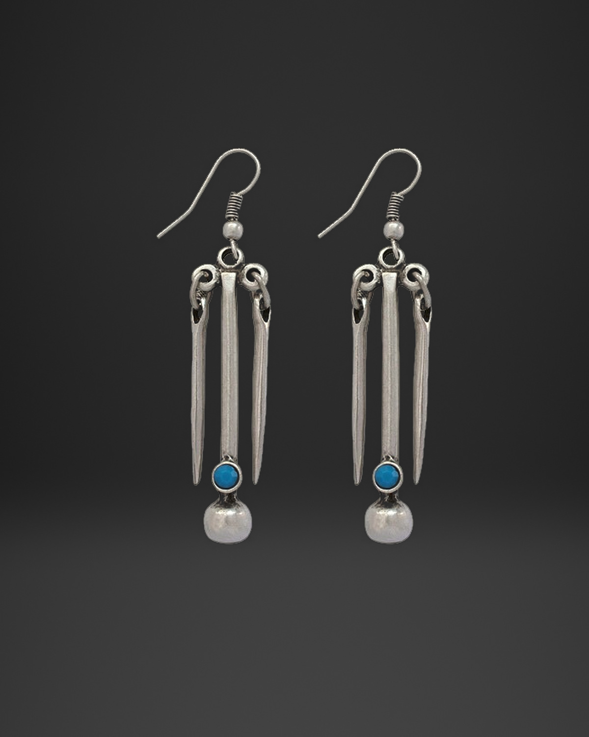Turquoise Spike Chandelier Earrings