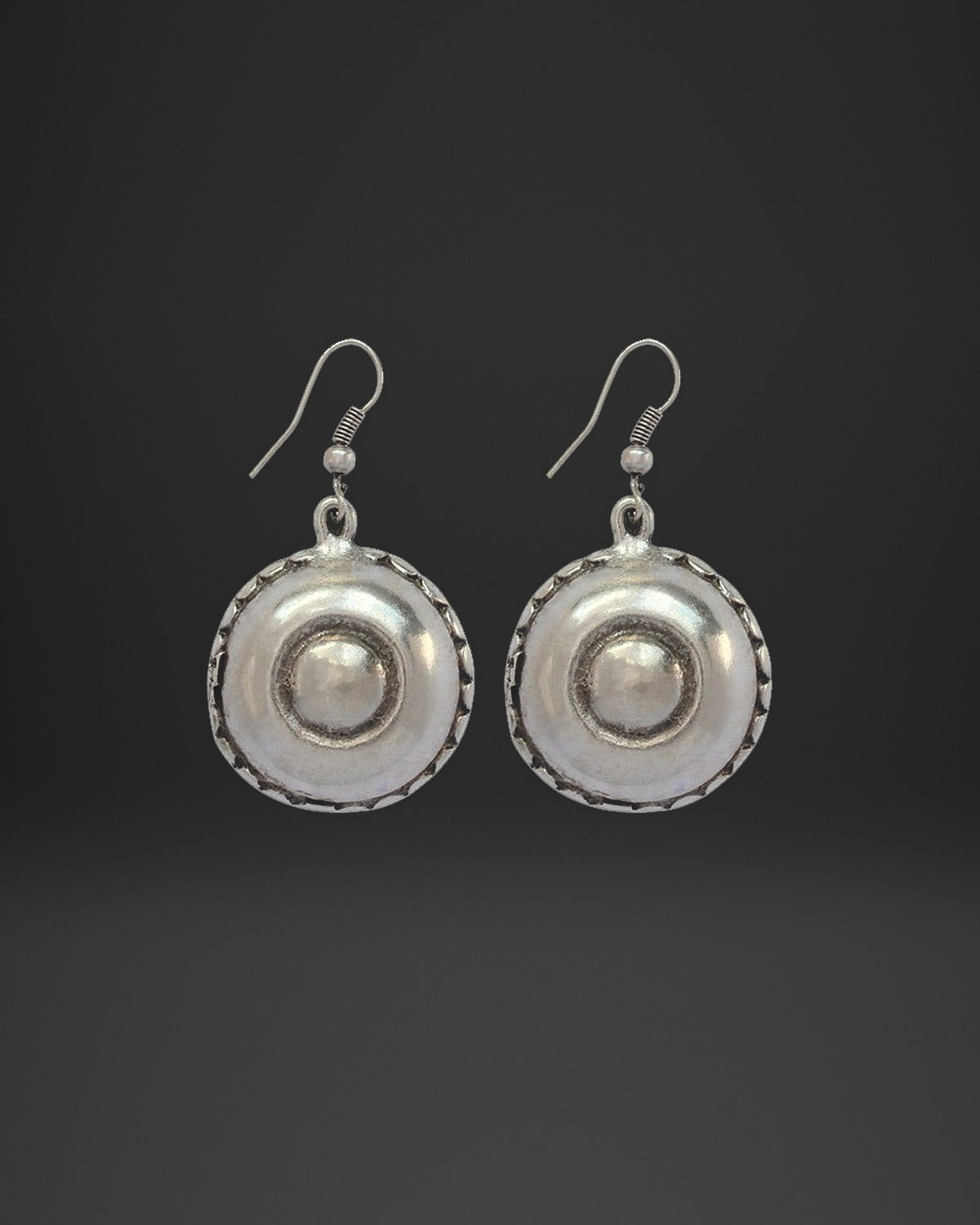 Notched Bezel Dome Earrings