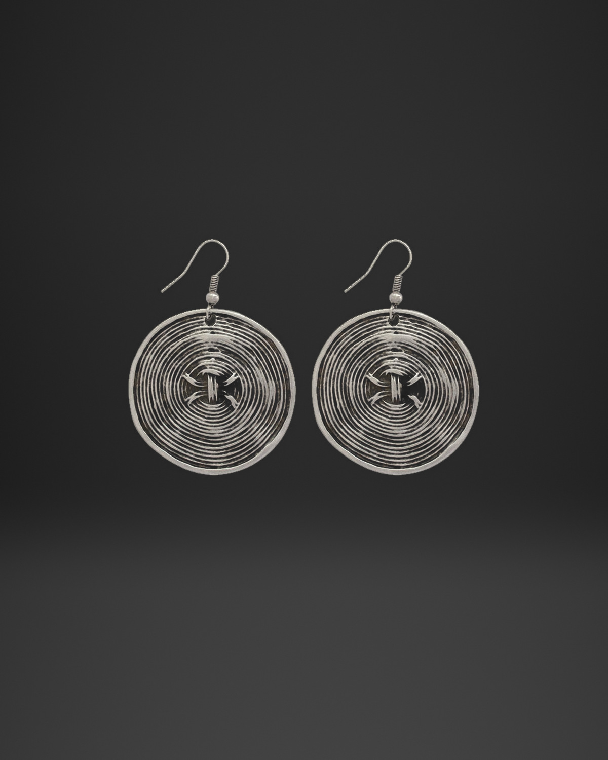 Woven Center Spiral Disc Earrings