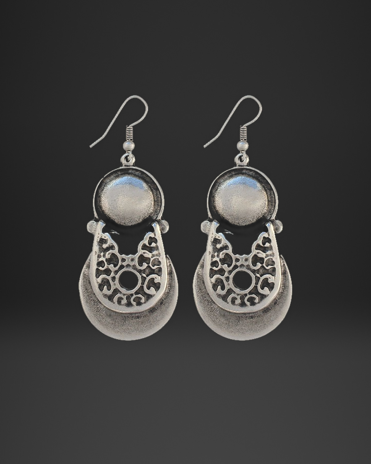 Filigree Crescent Dome Earrings