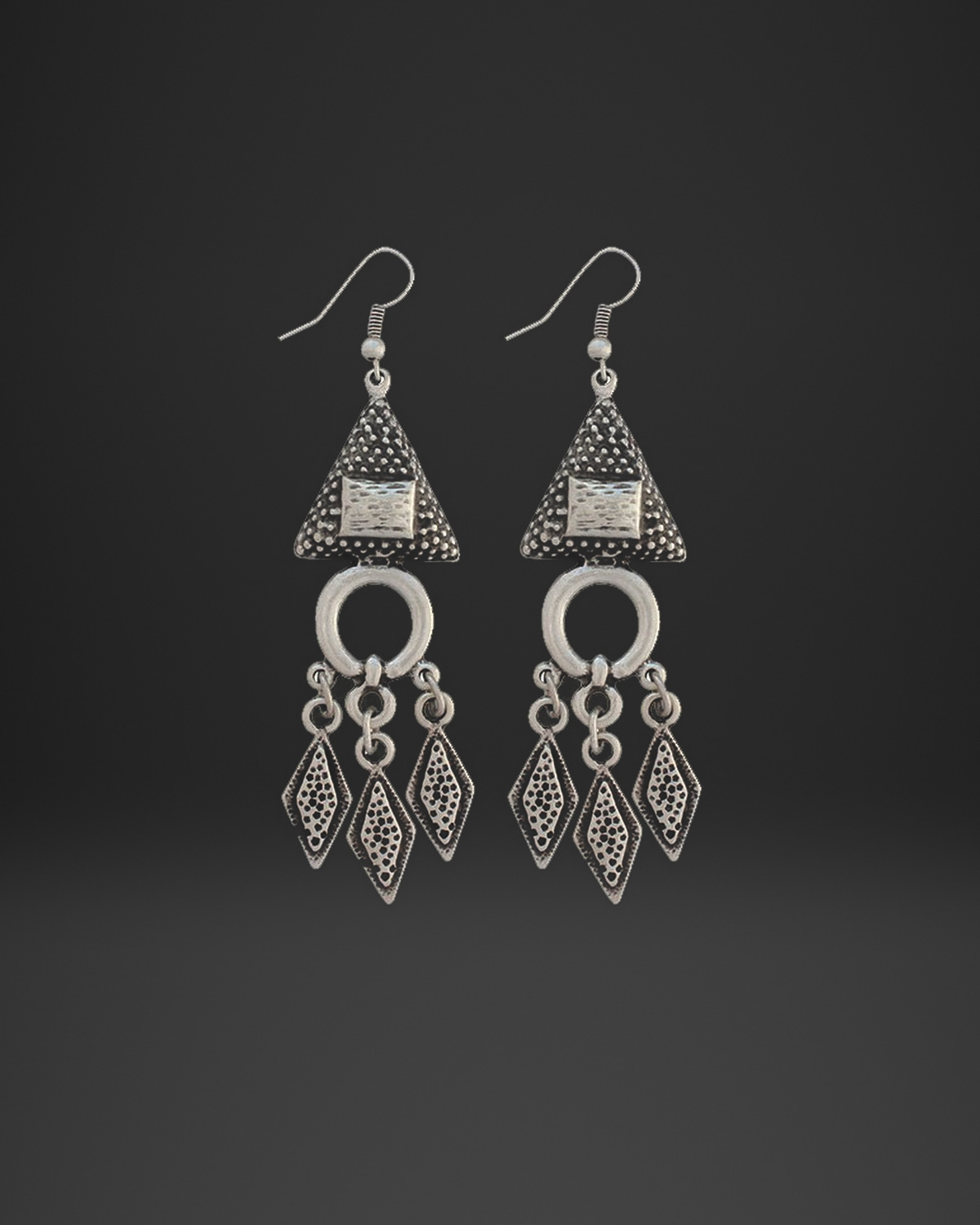 Ethnic Diamond Fringe Earrings