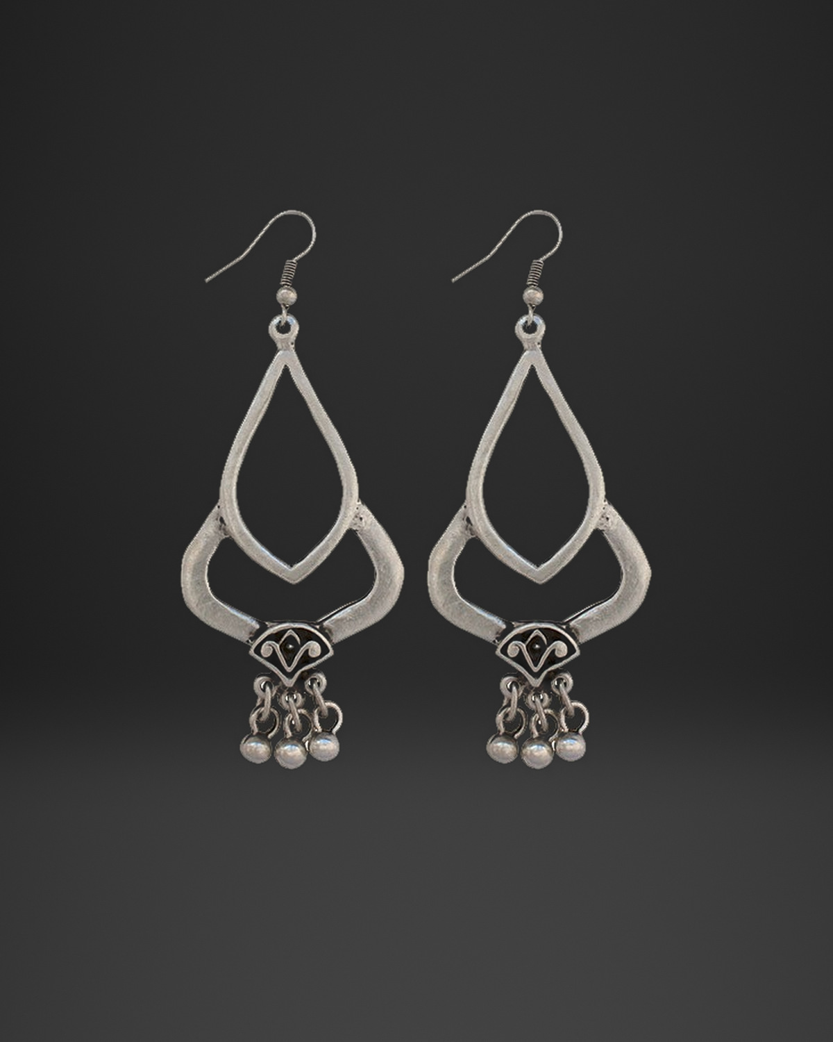 Arabesque Teardrop Ball Fringe Earrings