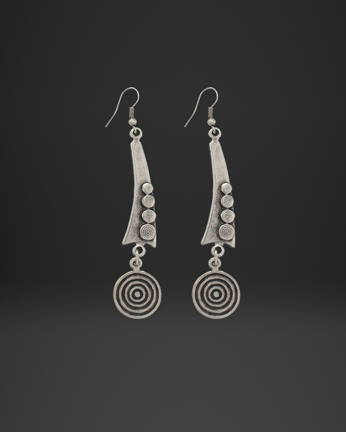 Spiral Horn Disc Drop Earrings