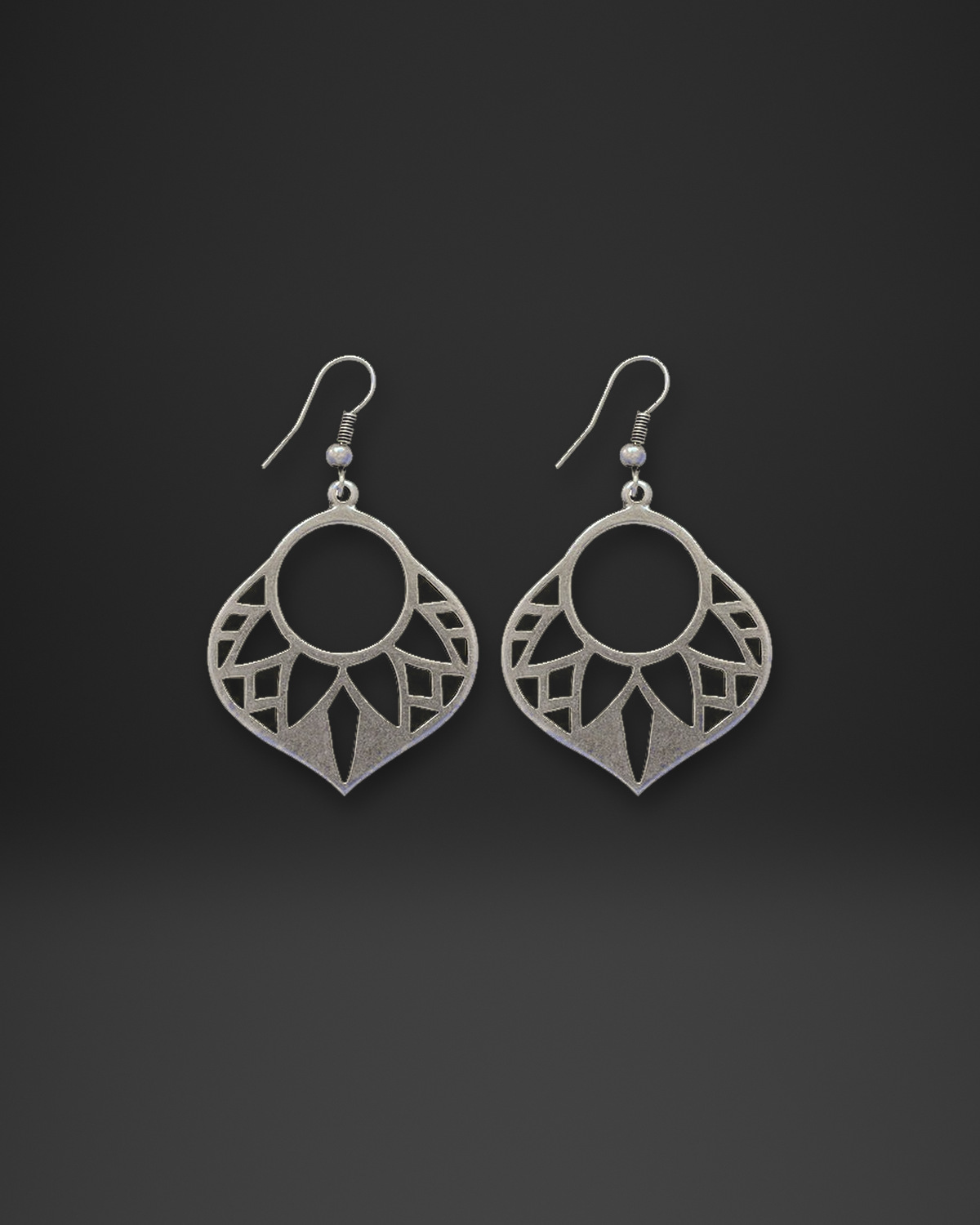Lotus Cut-Out Teardrop Earrings