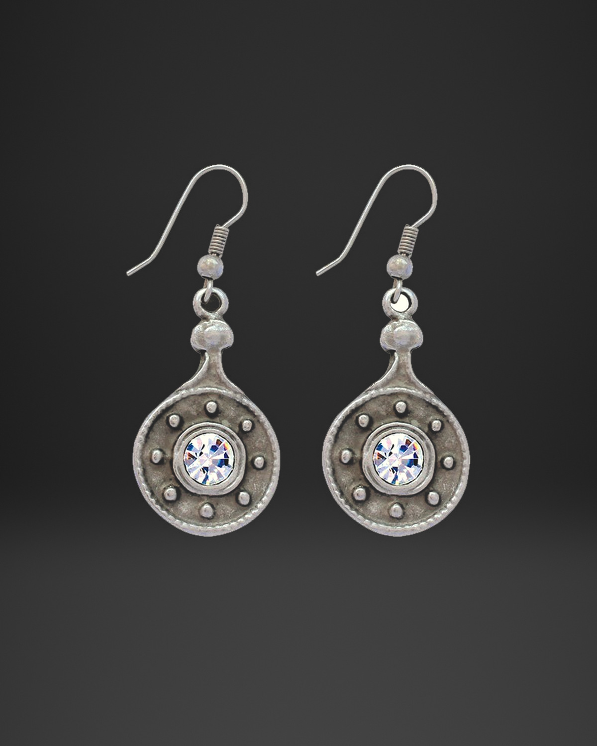 Crystal Studded Bezel Earrings