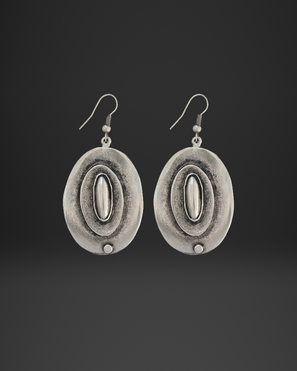 Oval Shield Cabochon Earrings