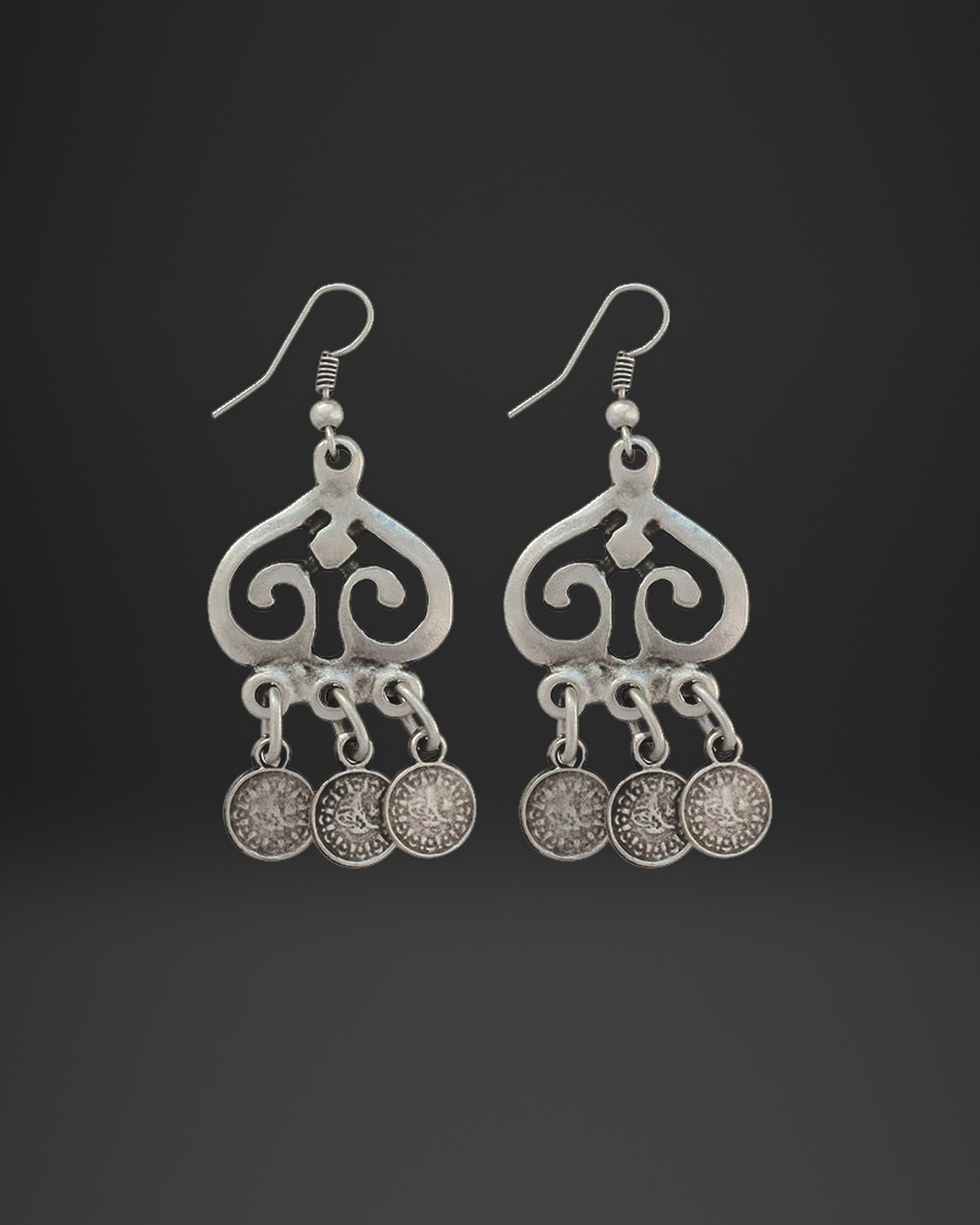 Arabesque Coin Fringe Earrings