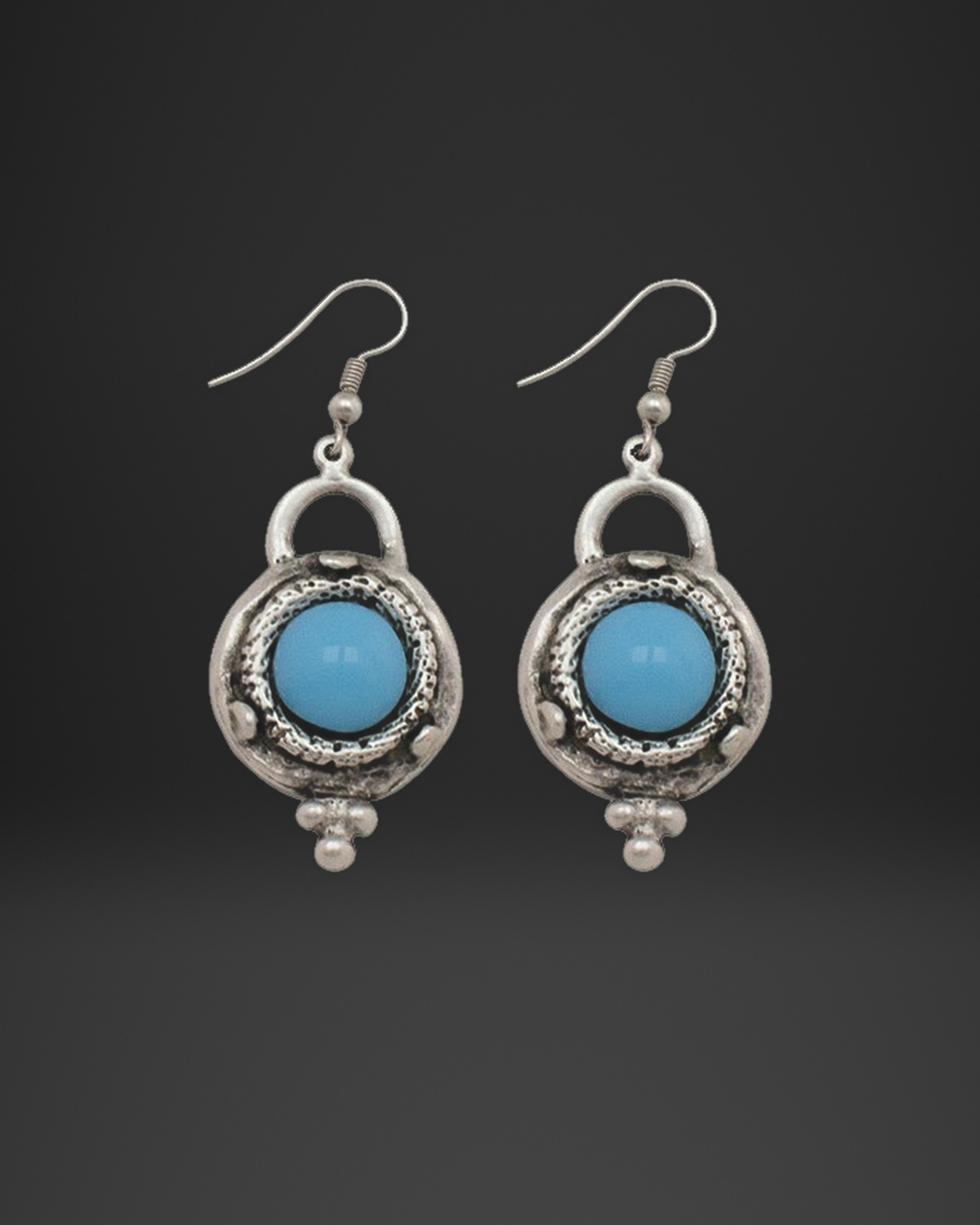 Turquoise Cabochon Bezel Earrings