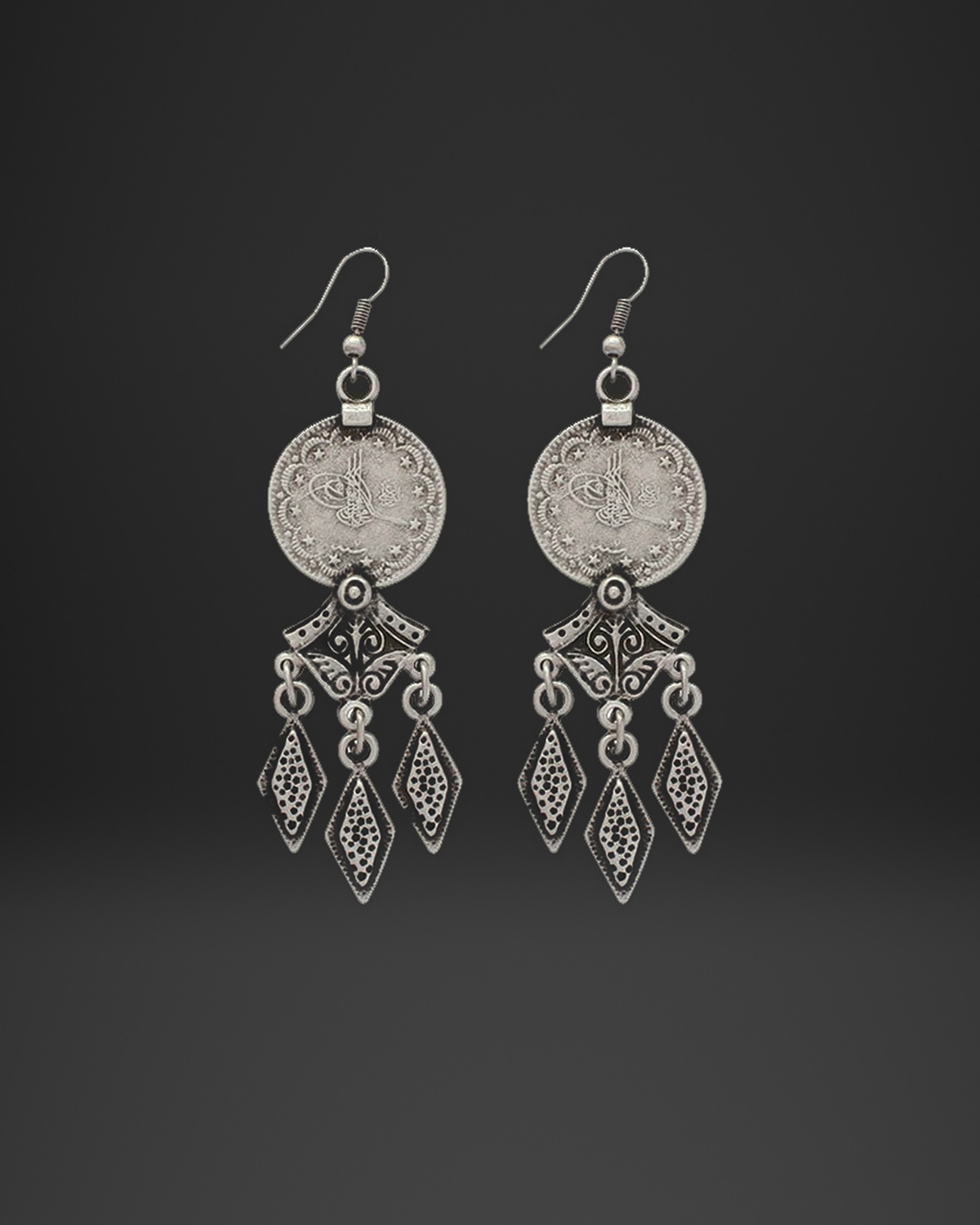 Ottoman Coin Diamond Fringe Earrings