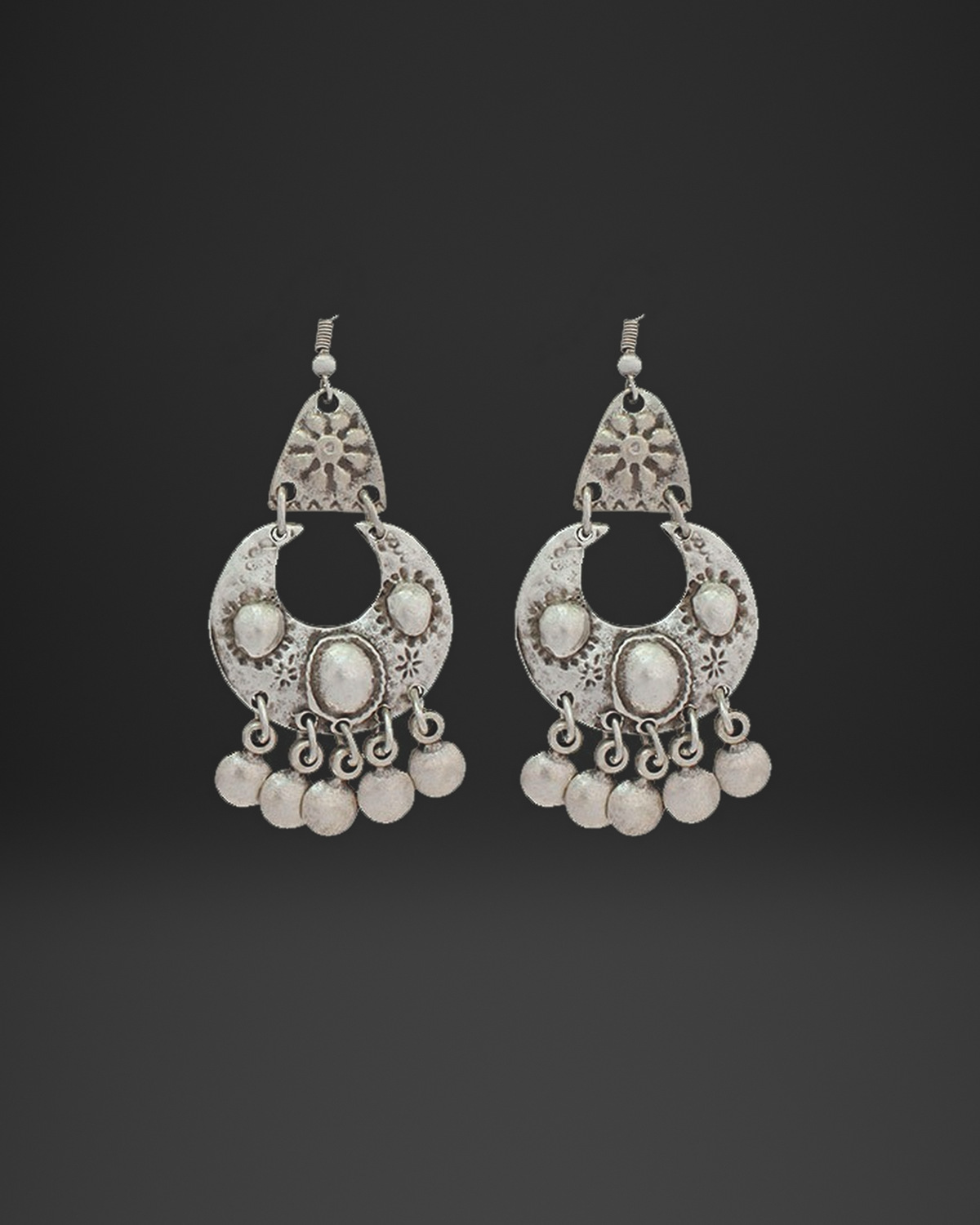 Pearl-Look Crescent Fringe Earrings
