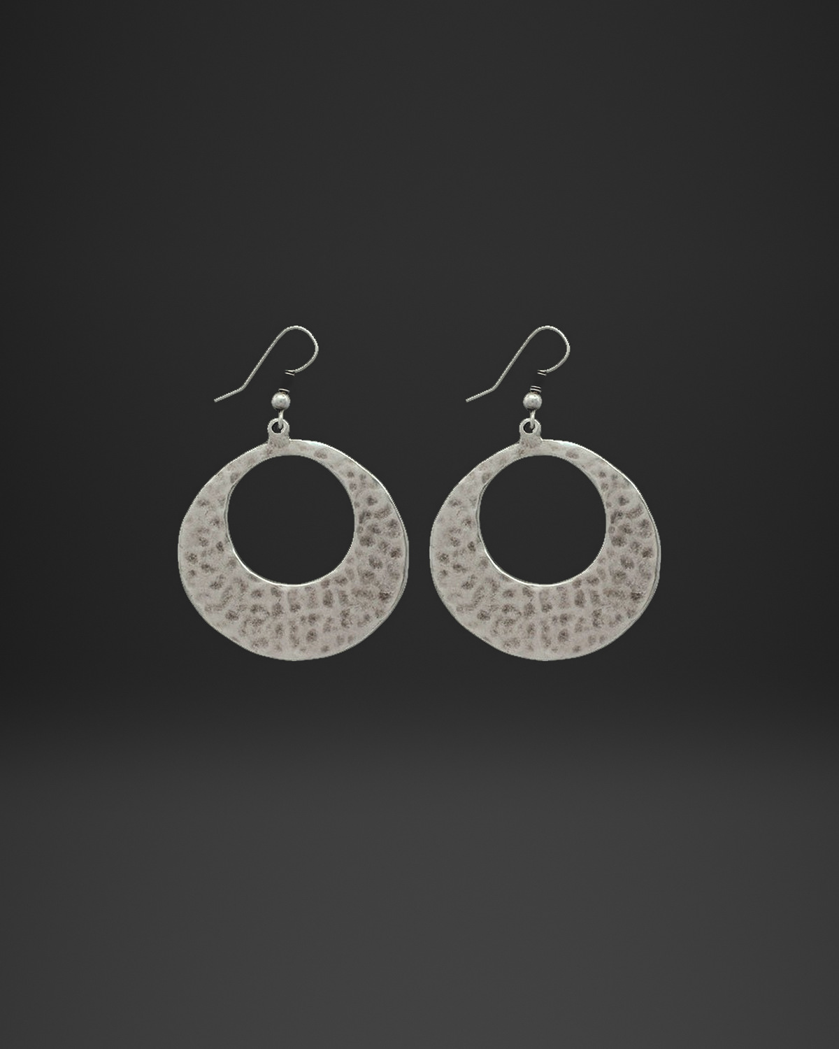 Hammered Round Window Earrings