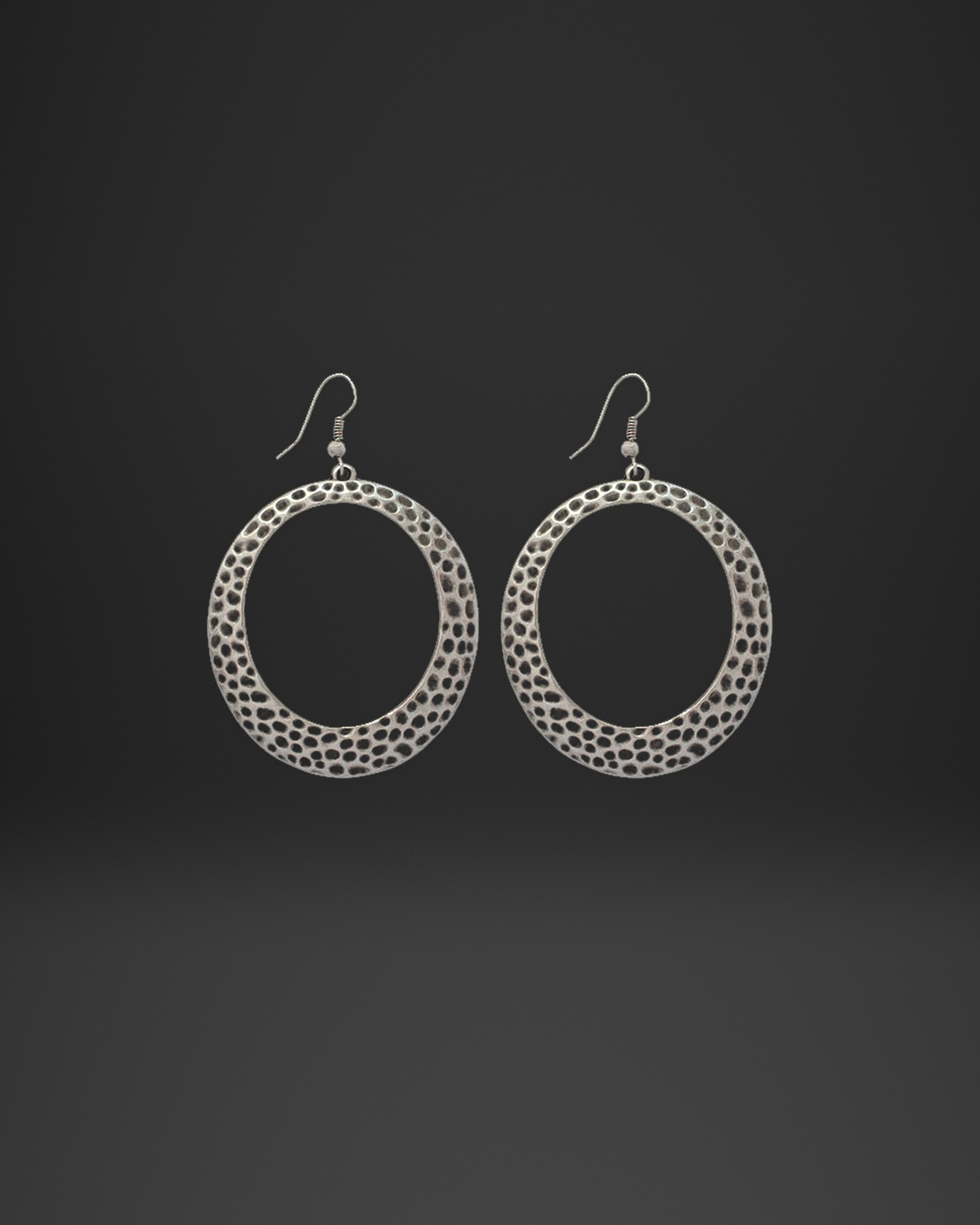 Hammered Oval Hoop Earrings