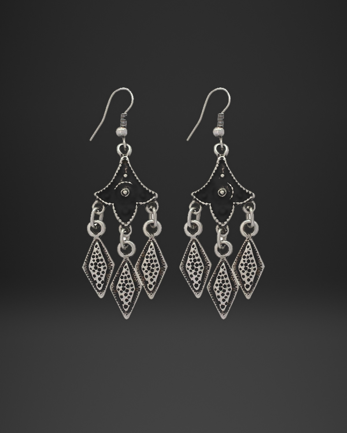 Black Arch Diamond Chandelier Earrings