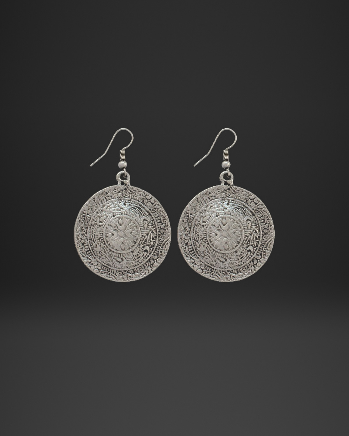 Ornate Engraved Coin Earrings