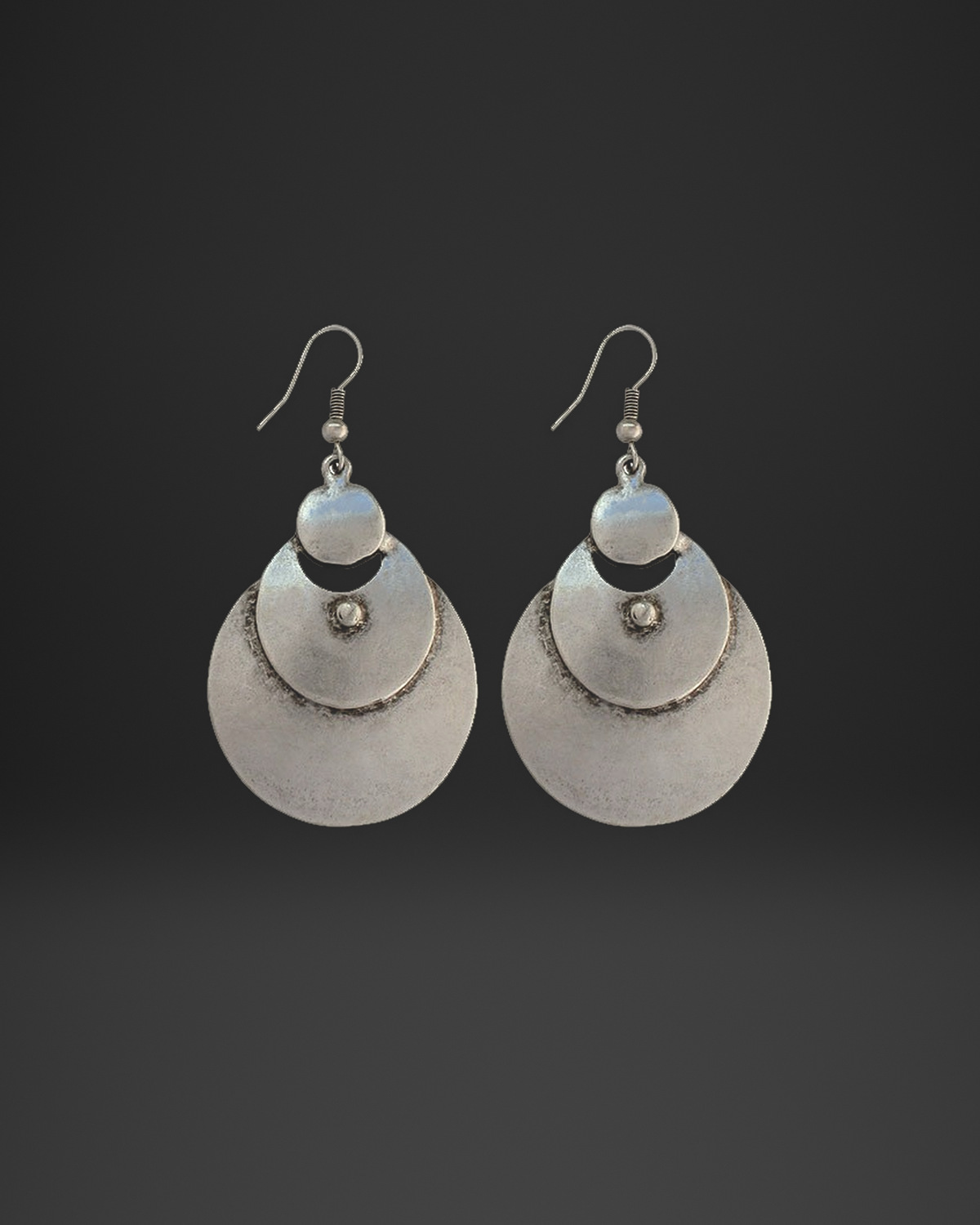 Layered Crescent Crystal Earrings