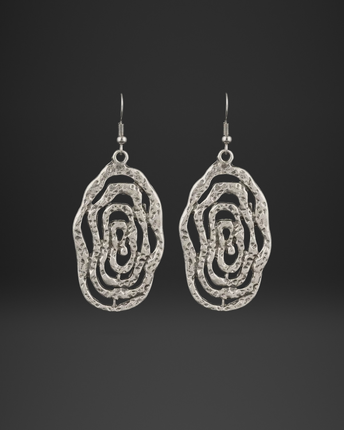 Hammered Ripple Openwork Earrings