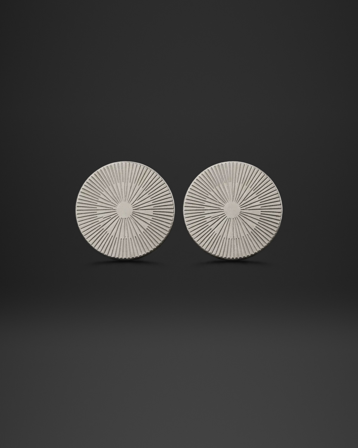Engraved Sunburst Flat Disc Clip-On Earrings