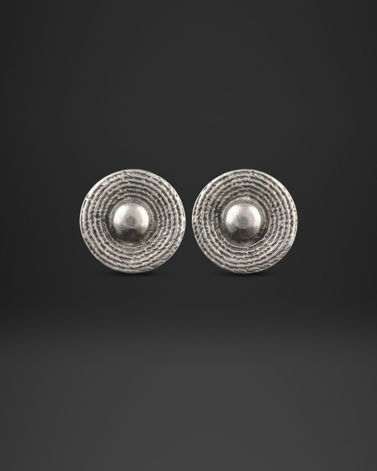 Textured Ring Dome Center Clip-On Earrings