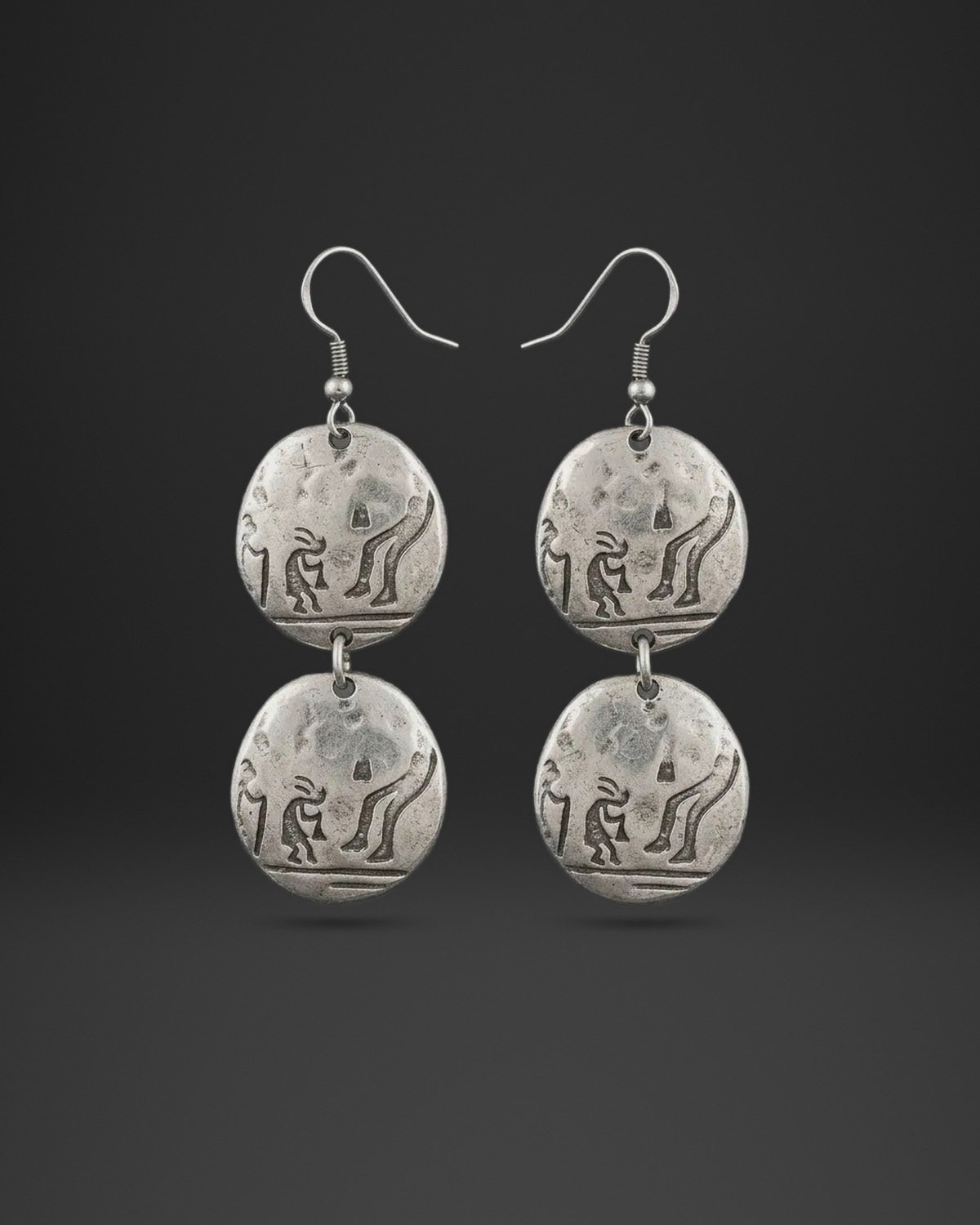 Petroglyph Figures Double Disc Earrings