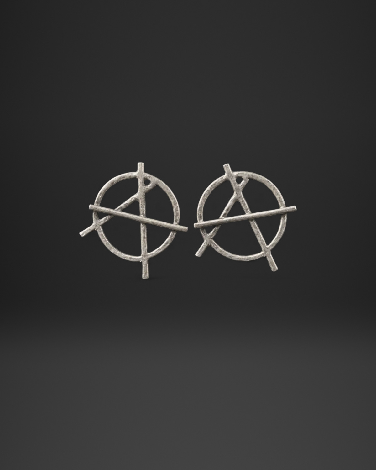 Circled A Symbol Stud Earrings