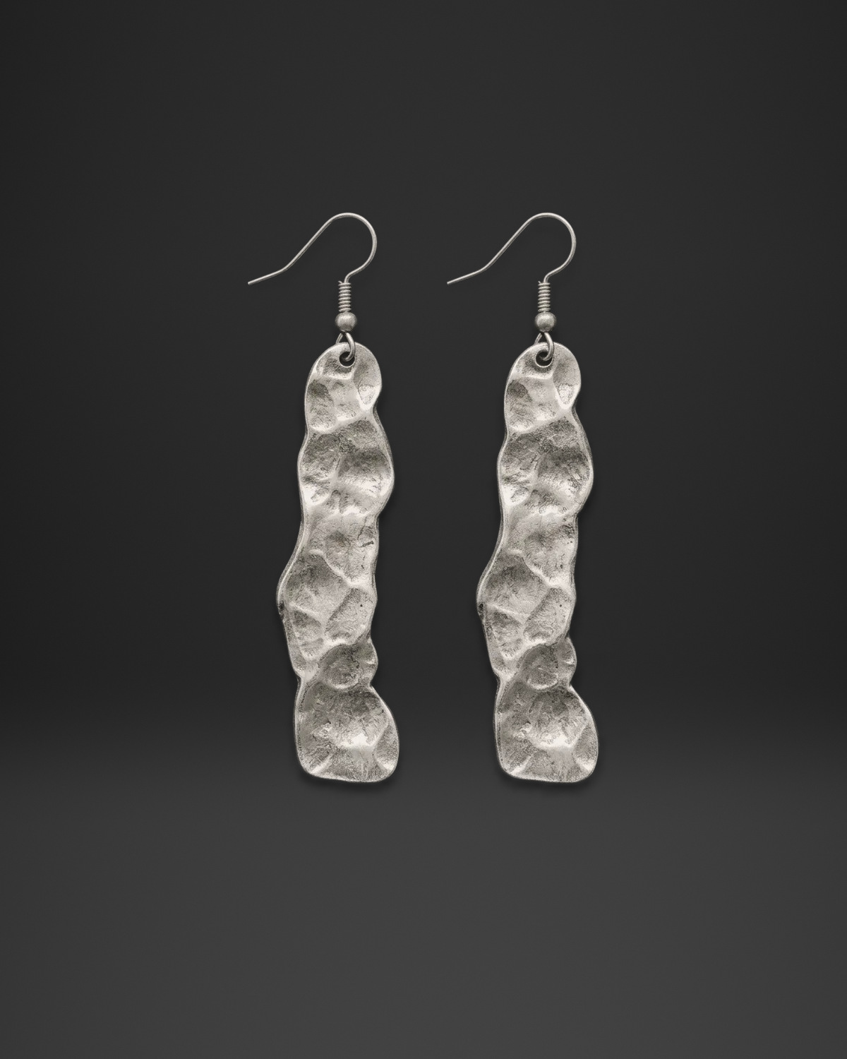 Hammered Wavy Bar Earrings