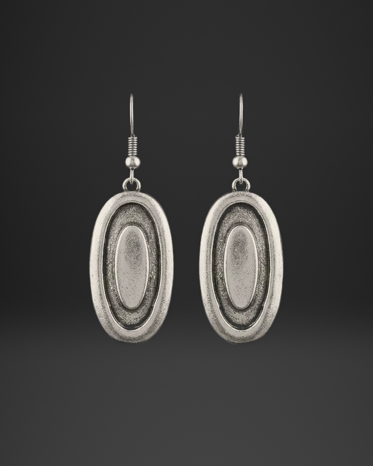 Stepped Oval Shield Earrings