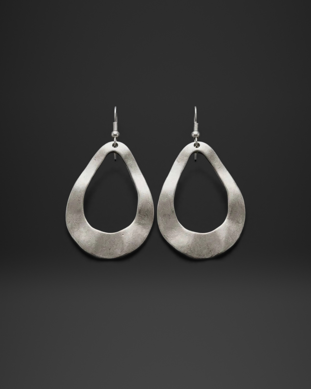 Hammered Wide Teardrop Hoop Earrings