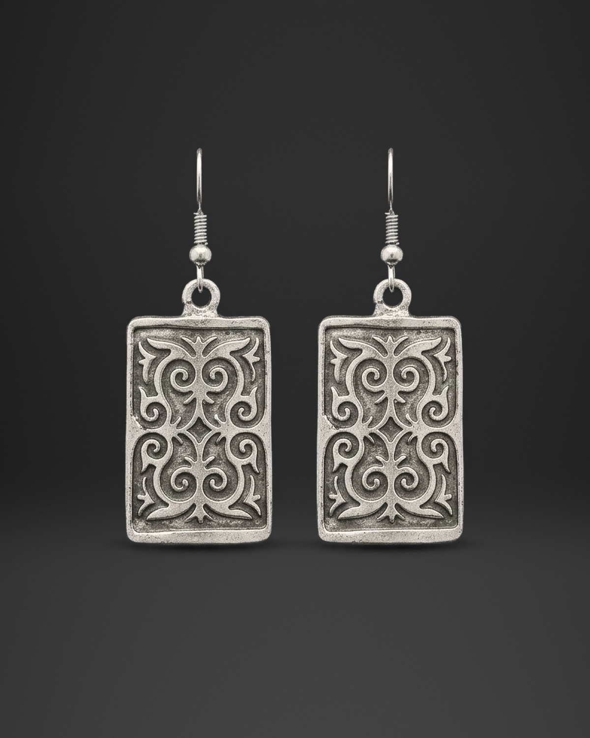 Arabesque Rectangle Tile Earrings