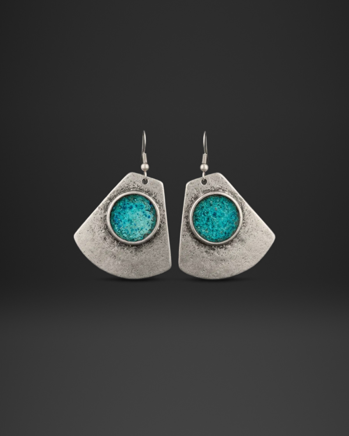 Turquoise Fan Cabochon Earrings