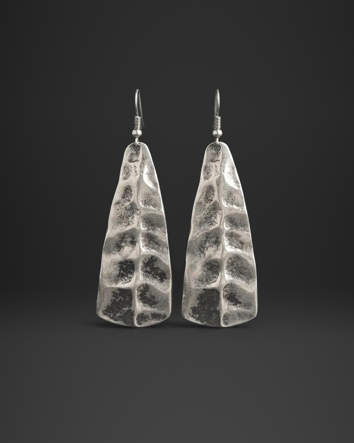 Hammered Long Shield Earrings