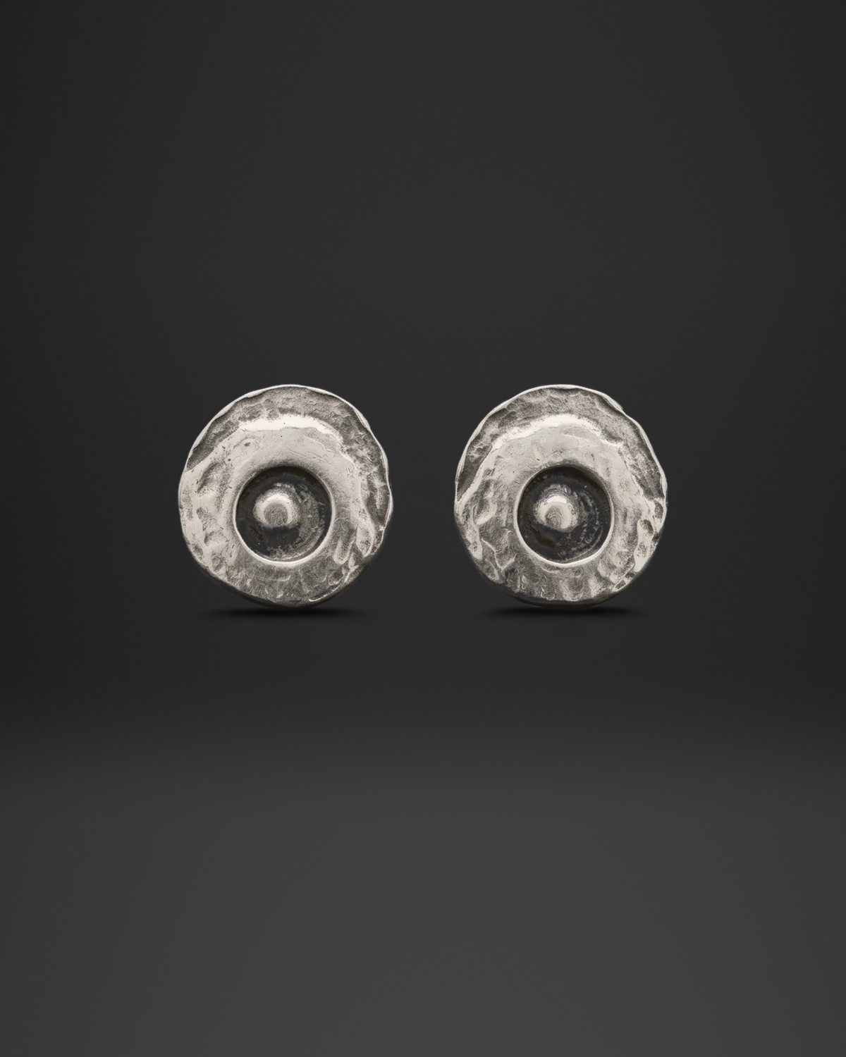 Hammered Ring Cup Clip-On Earrings