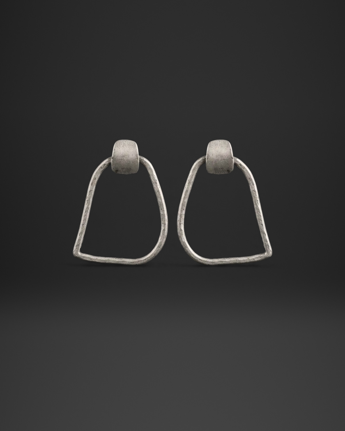 Open Stirrup Frame Stud Earrings
