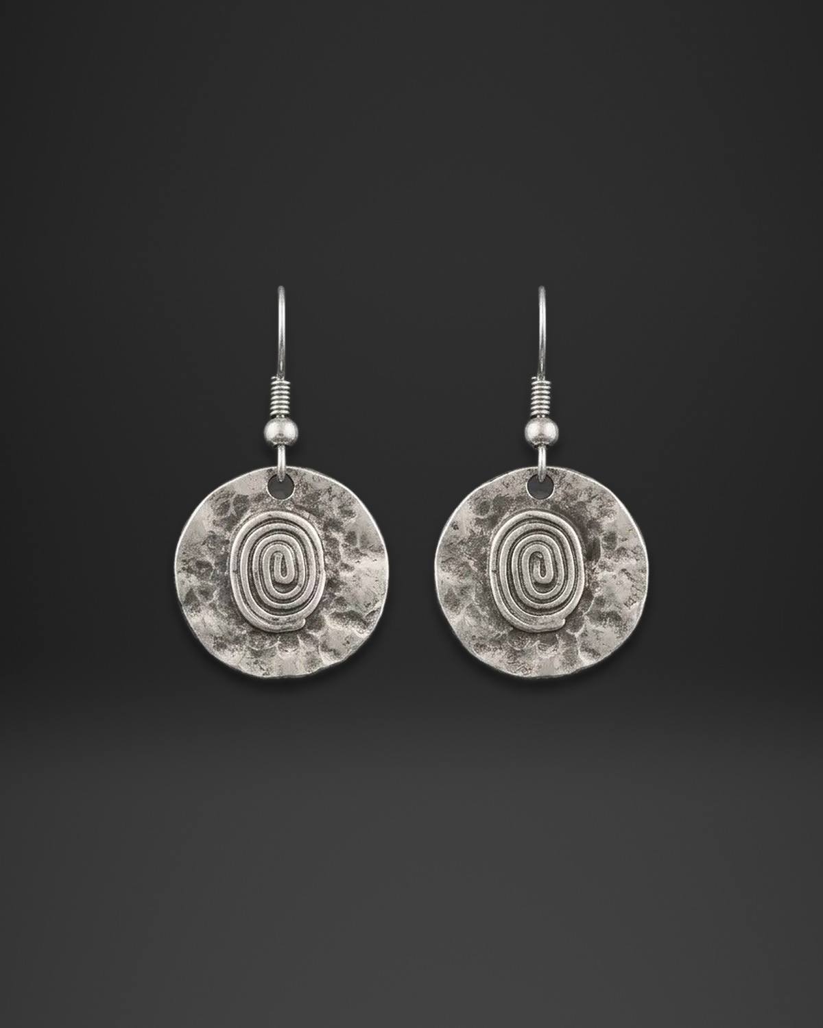 Spiral Hammered Disc Earrings