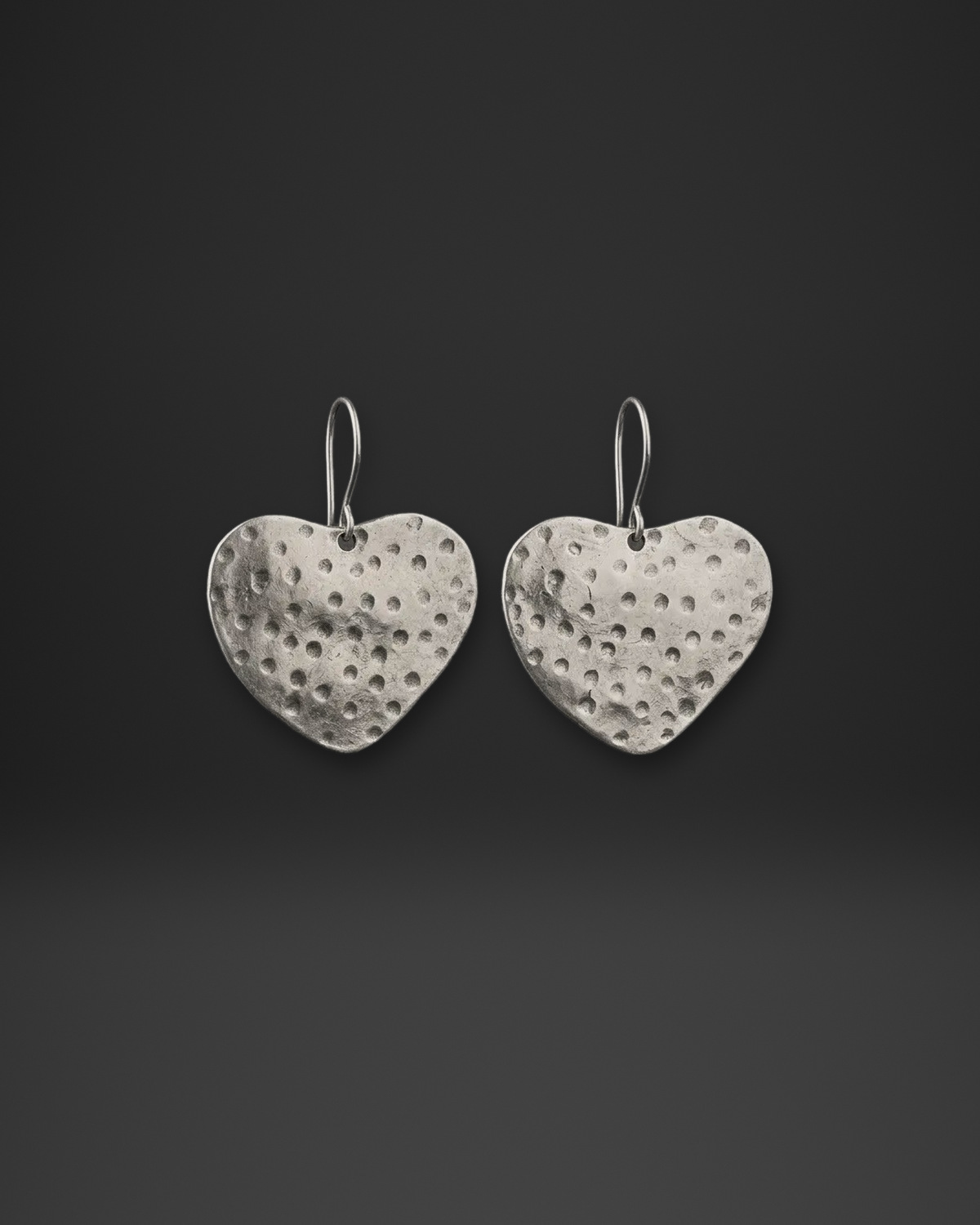 Dotted Hammered Heart Earrings