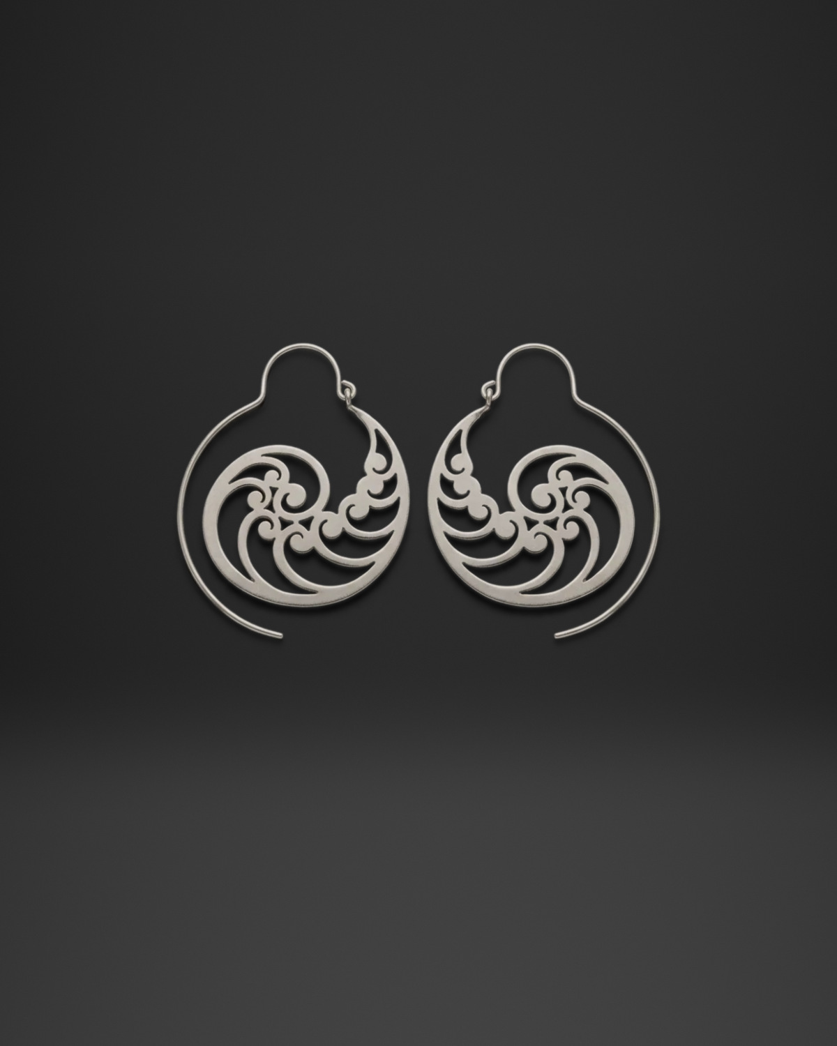 Wave Swirl Spiral Hoop Earrings