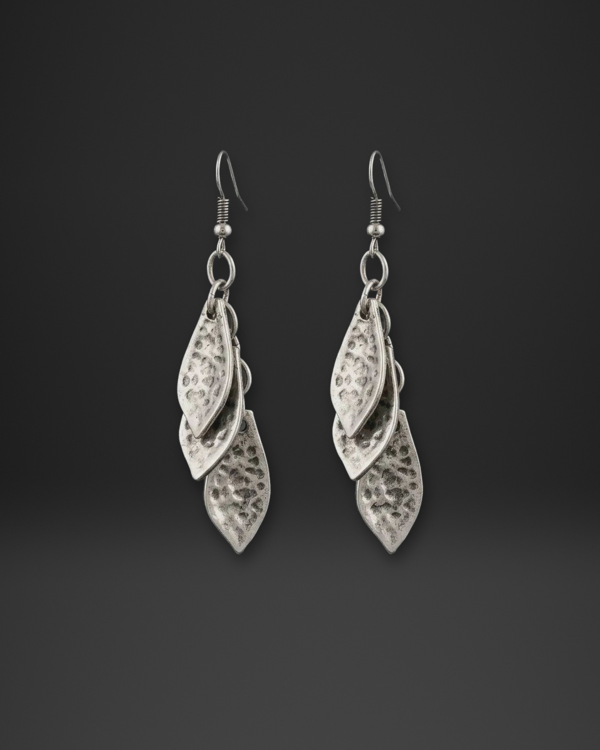 Hammered Leaf Cascade Earrings